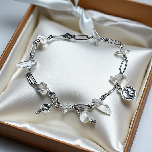 Bracelet Jas Perunov – crystal, river pearl, peridot and surgical steel Sh11