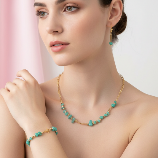 Set Gift from Lely – Aventurine necklace, bracelet and earrings SH11