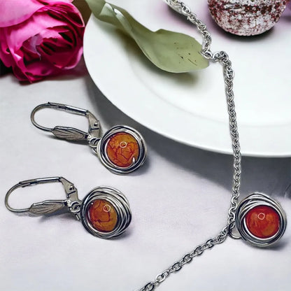 set oranžový Achát S204 - HARAKKA JEWLS