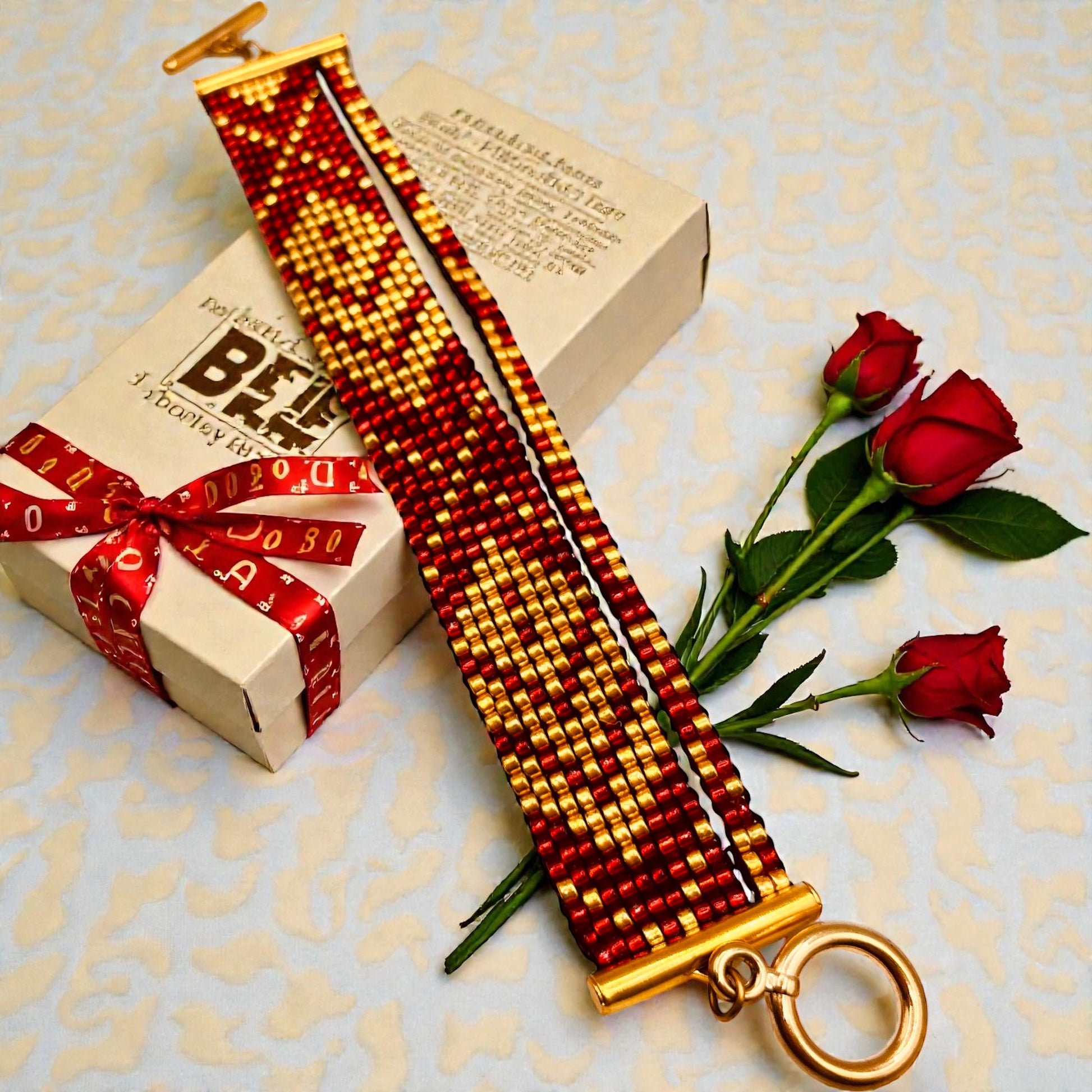 Ručne robený jemný náramok zo sklenených korálok Rosná žiara