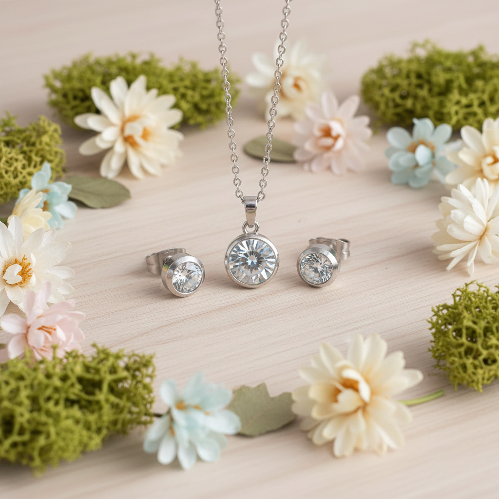 ANNA Strieborný Set – prírodné pozadie