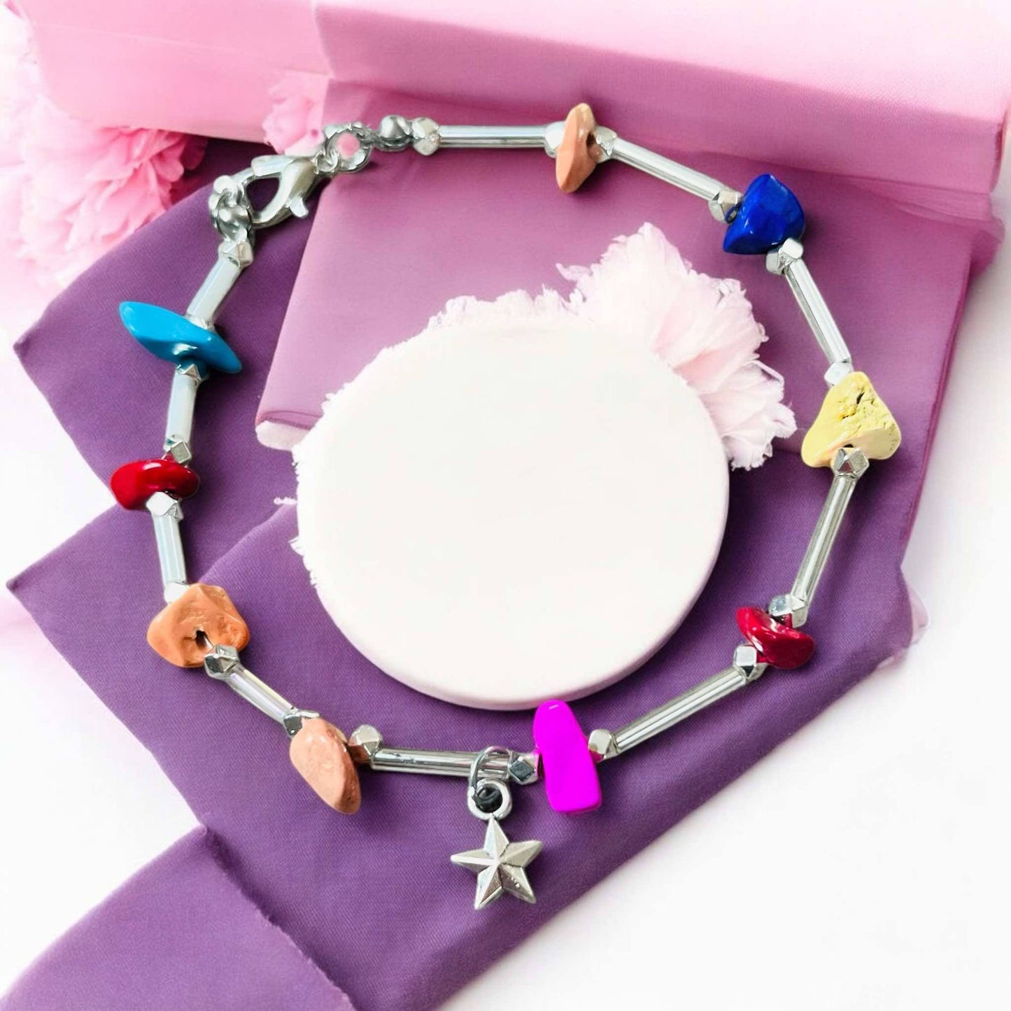 Colorful Agate and Peridot Bracelet – Star Energy 🌈 NA99