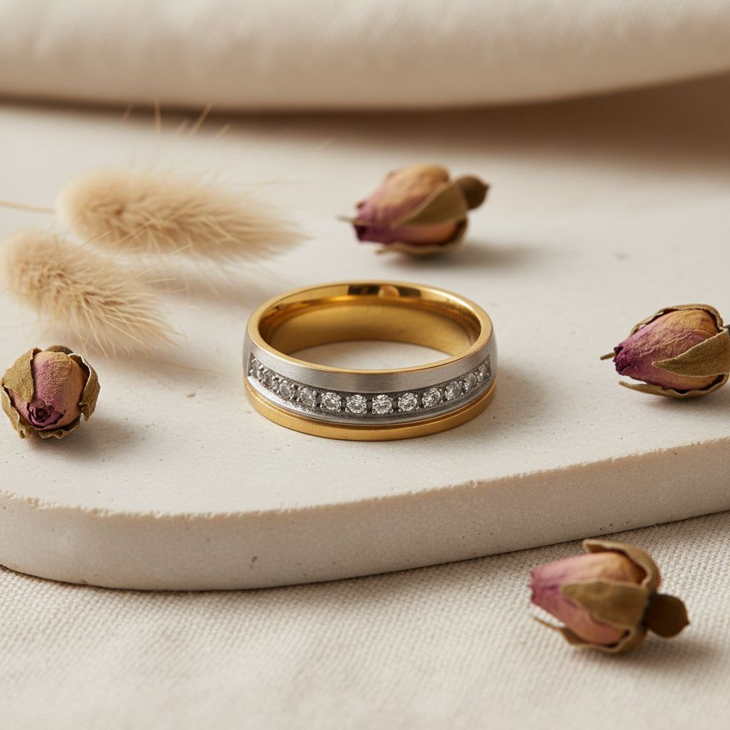 Harakka – detail obrúčky flat lay