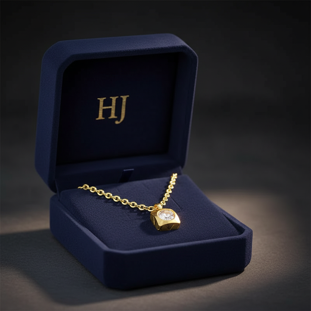 Harakka HJ box gold flower pendant necklace