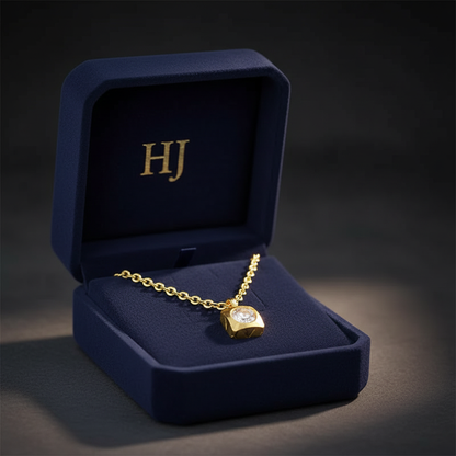 Harakka HJ box gold flower pendant necklace