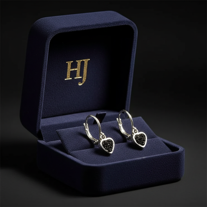 Harakka HJ box silver black stone earrings