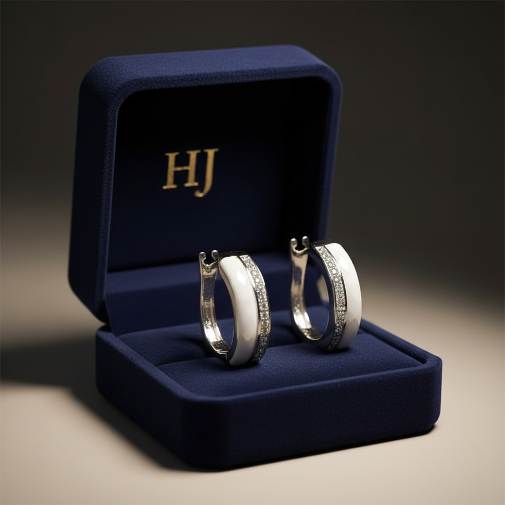 Harakka HJ box silver ceramic earrings