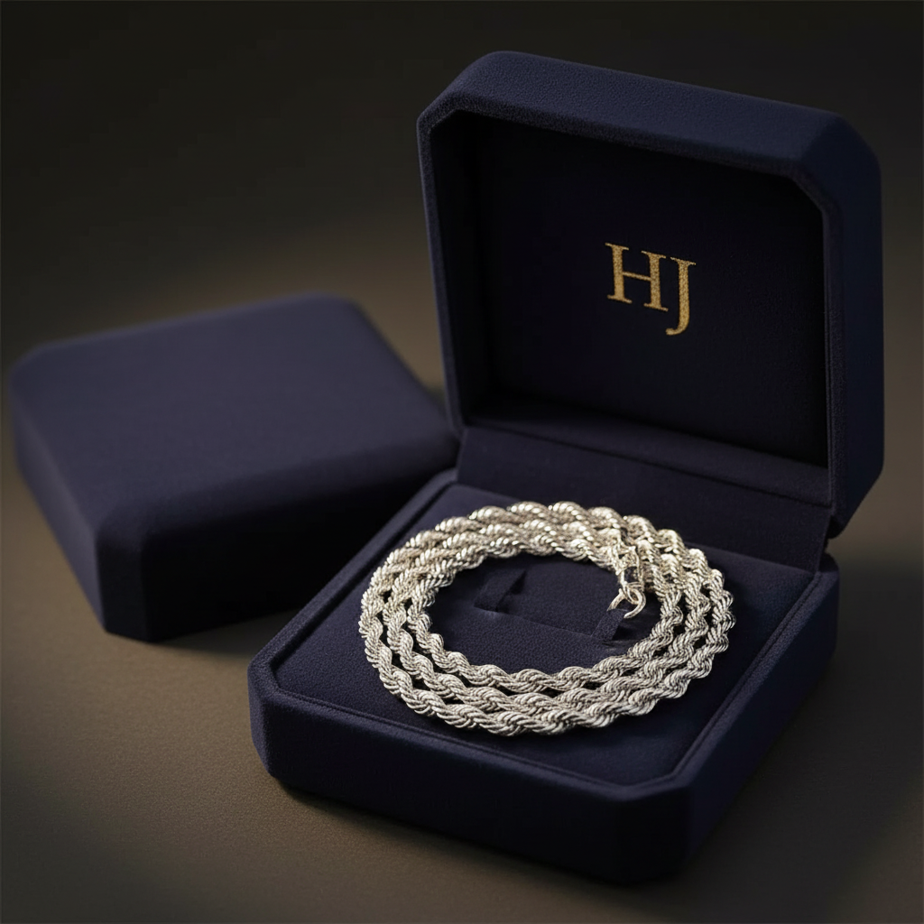Harakka HJ box silver rope chain necklace