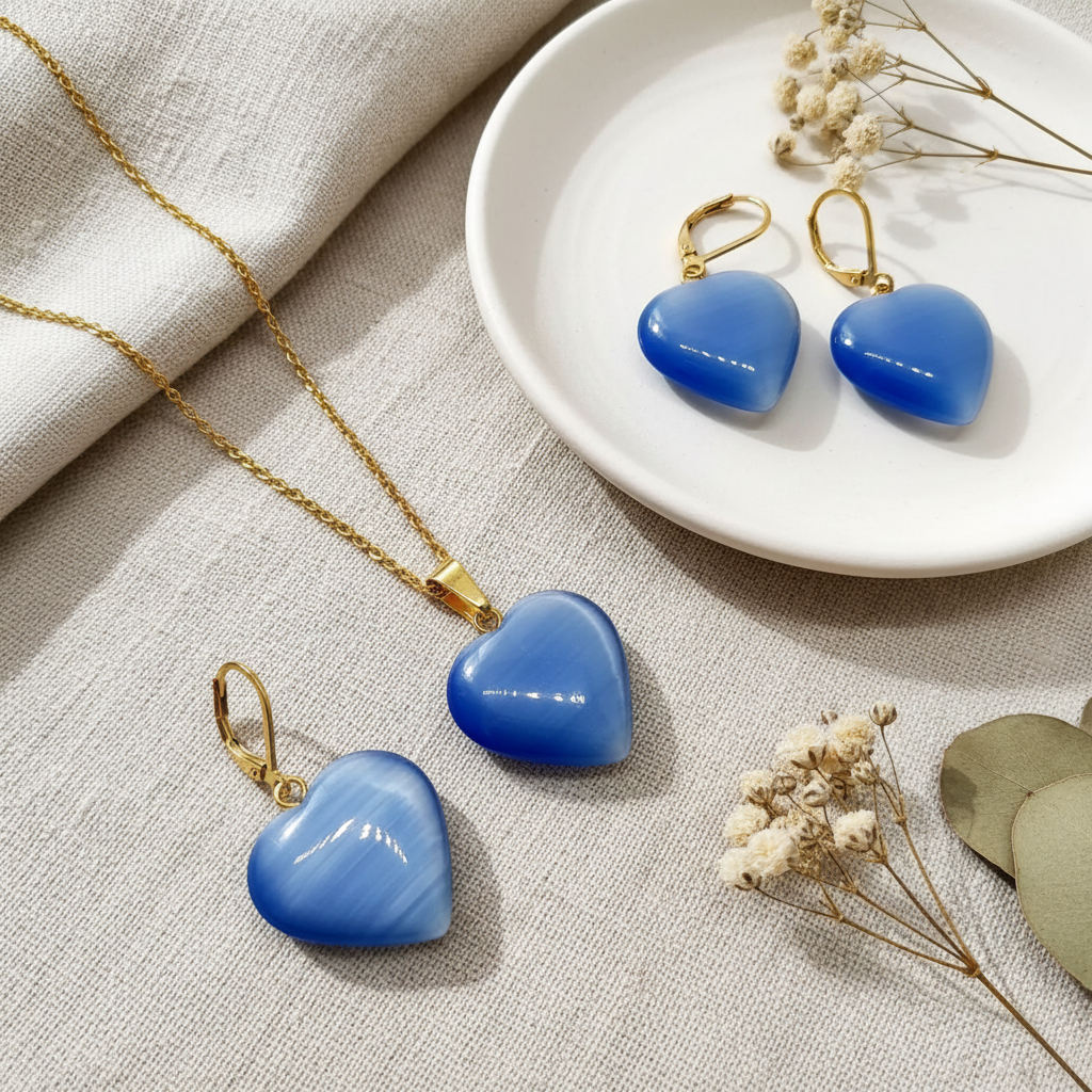 Harakka Jewels – Blue Heart set, luxusné pozadie