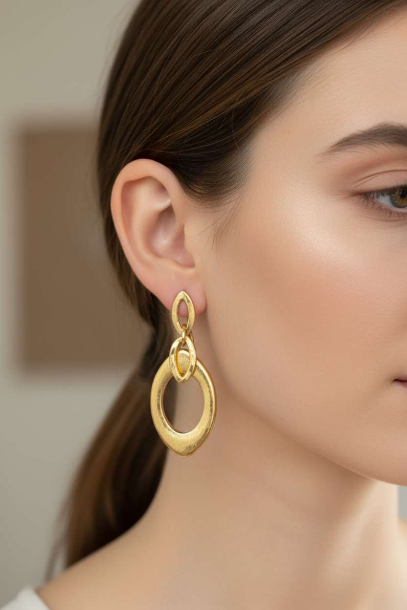 Harakka model ear gold earrings