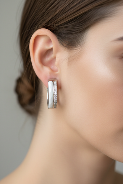 Harakka model ear silver ceramic earrings