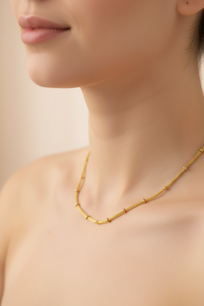 Harakka model neck gold mesh ball chain necklace