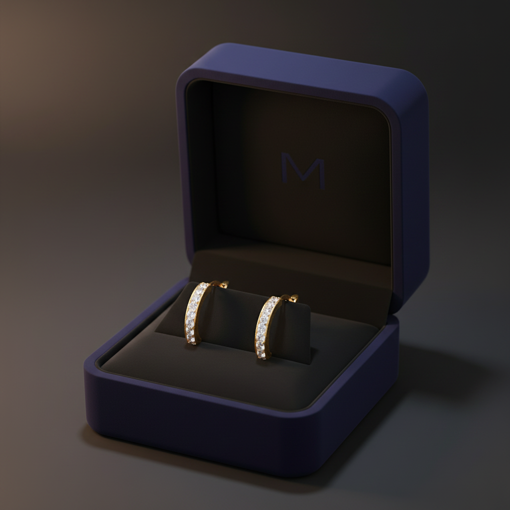 Zlaté náušnice Cubic Circle 1 cm s bielymi zirkónmi v elegantnéj šperkovnici | HARAKKA