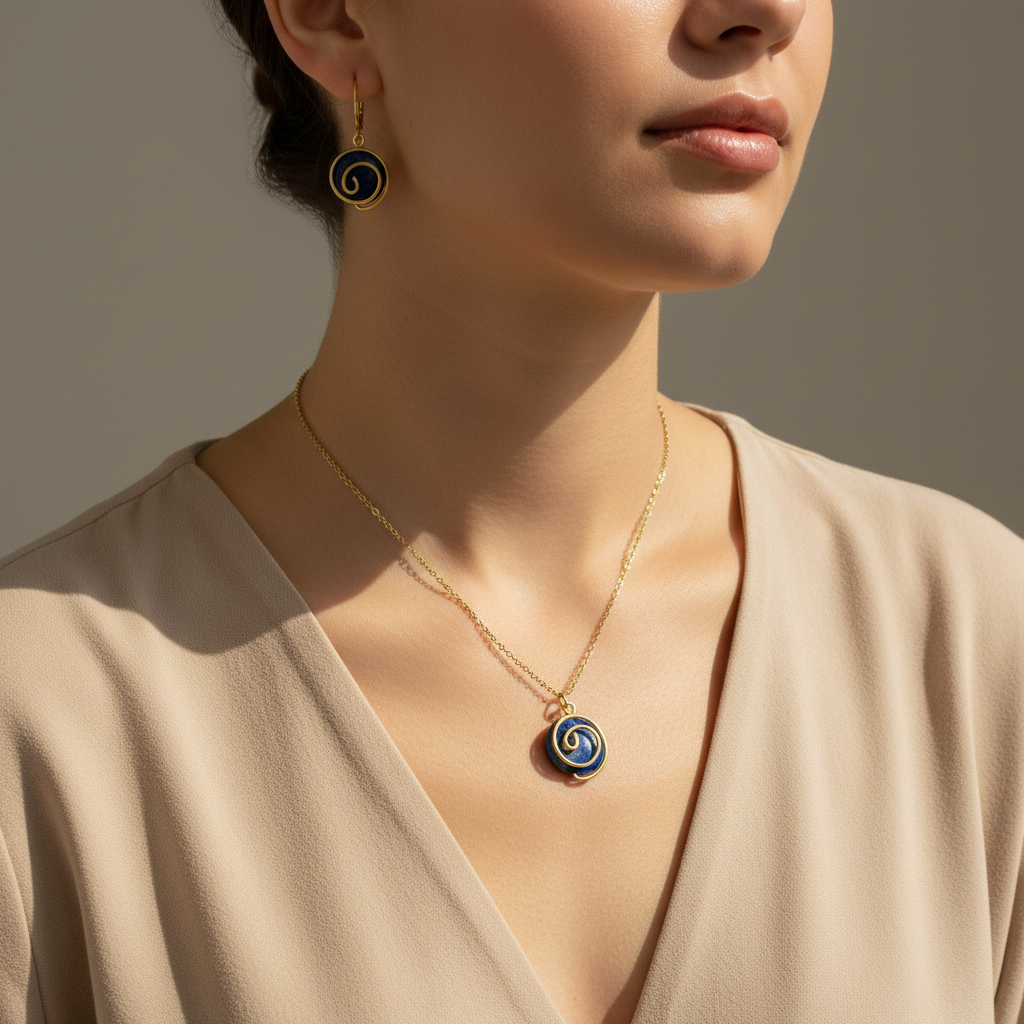 Set Lapis Lazuli na modelke – náhrdelník a náušnice | Harakka Jewls