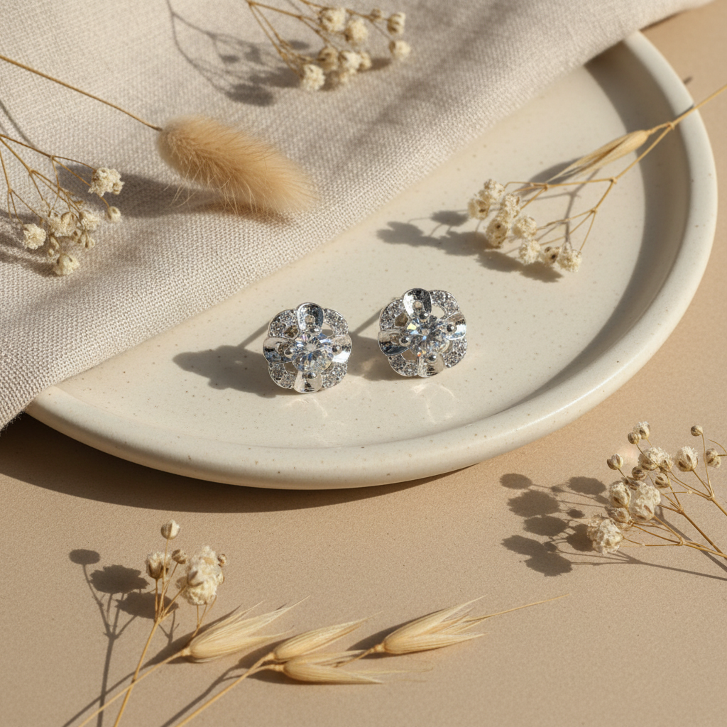 Náušnice kvietky 1002130 – flat lay | HARAKKA