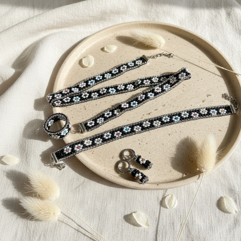 Flat lay e-shop – šperk Harakka Jewls