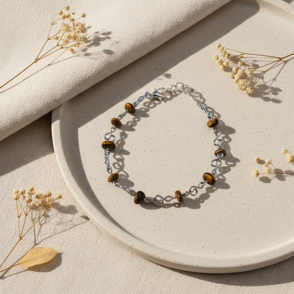 Náramok tigrieho oka – luxusný flat lay | HARAKKA Jewls