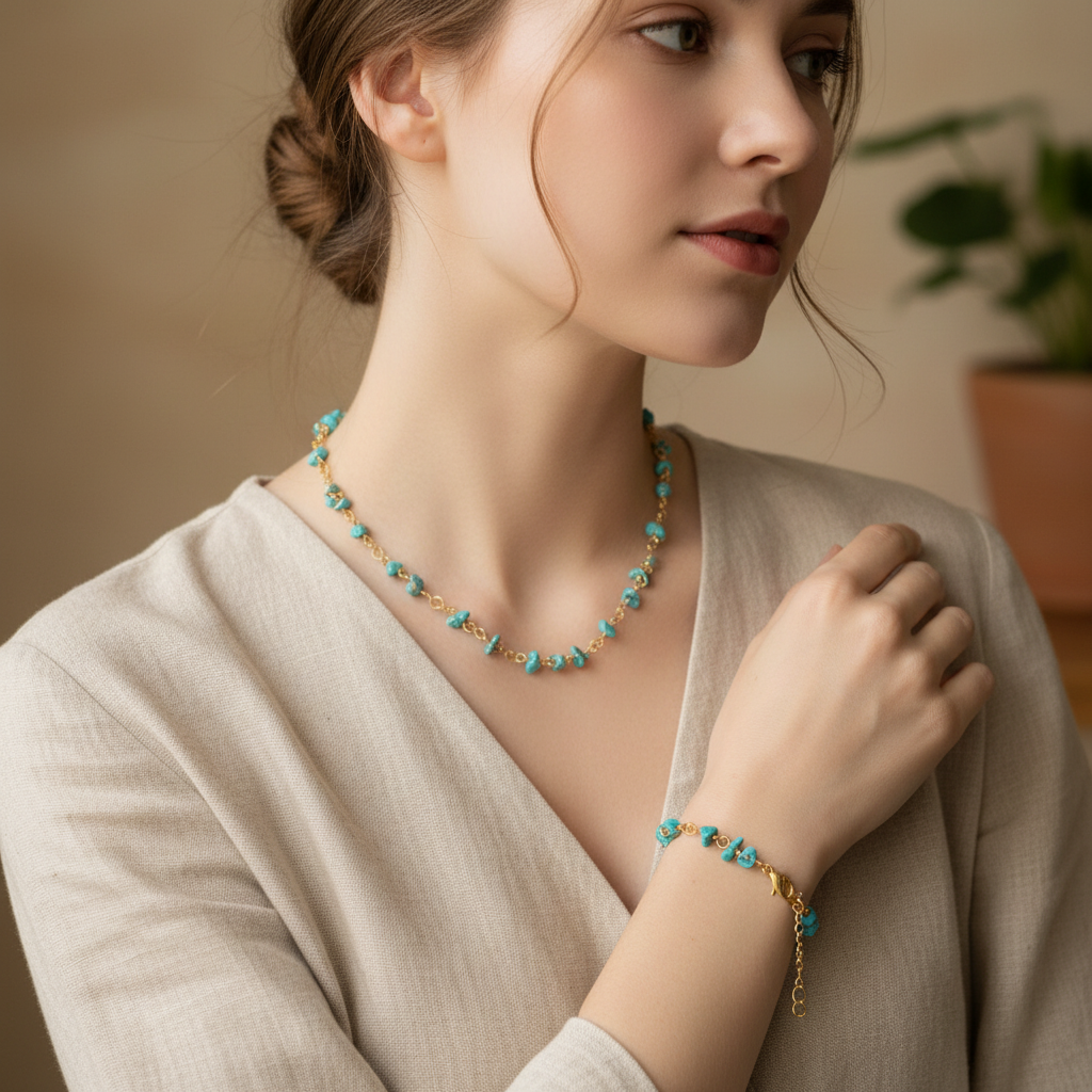 Tyrkysový šperk set – na modelke
