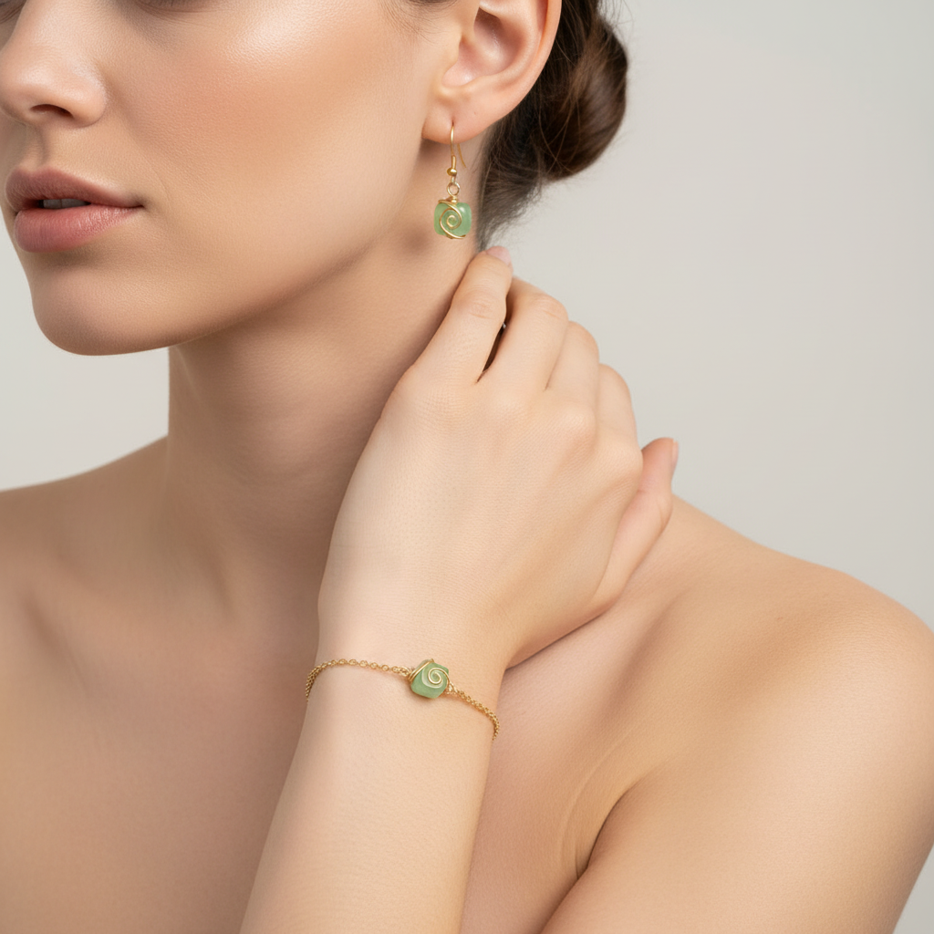 Set z aquamarínu a srdiečka z nerezovej ocele – Mokošin dar S36