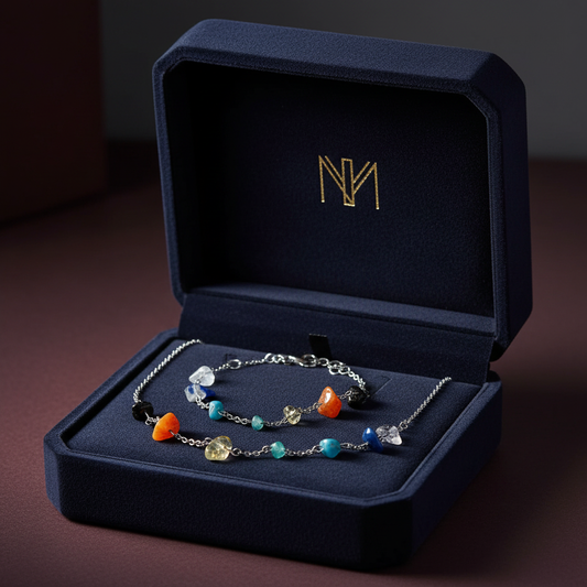 Ručne vyrobený set Čakra v elegantnej šperkovnici – HARAKKA Jewls
