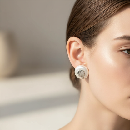Náušnice so štvorlístkom na modelke – Harakka Jewls