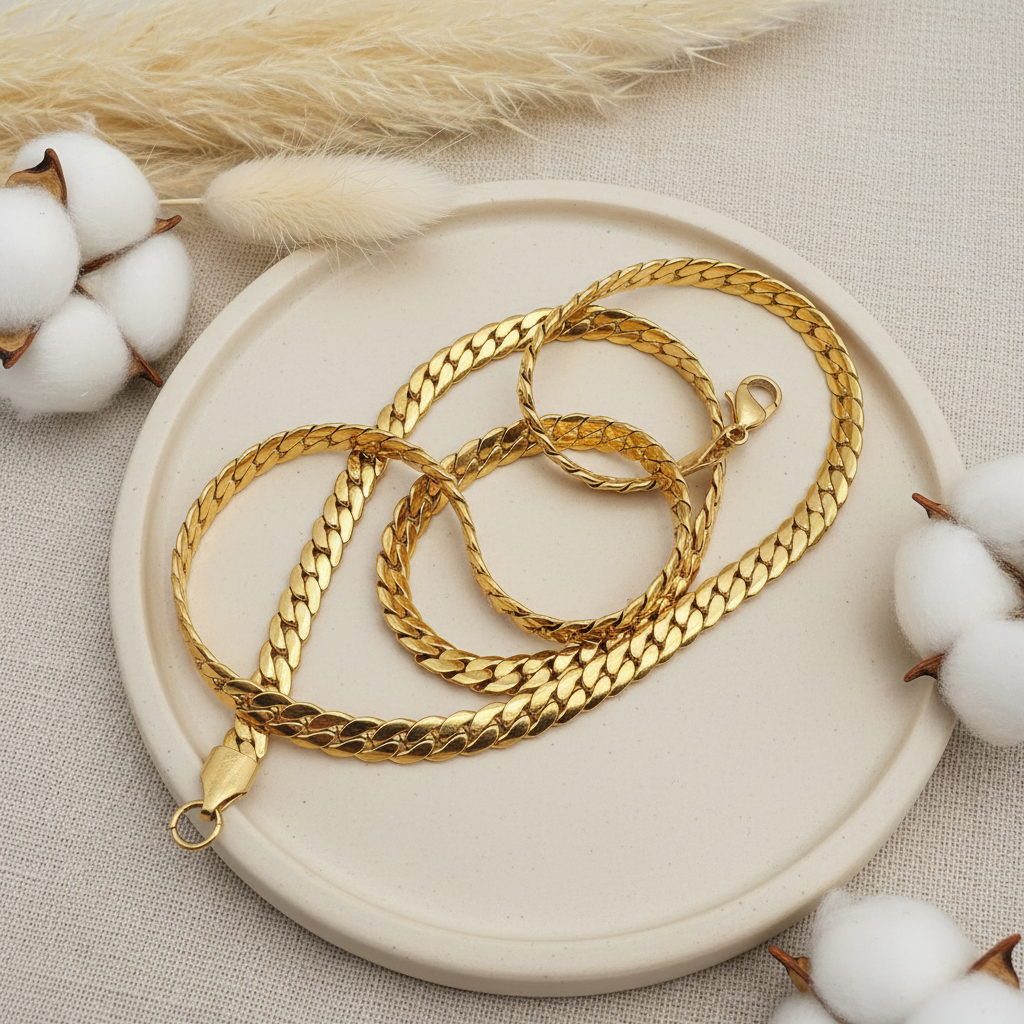 Queen retiazka zlatá – luxusný flat lay Harakka