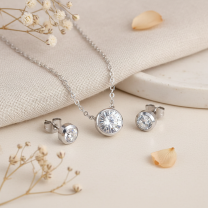 QUEEN Set Anna Strieborný – opravený flat lay