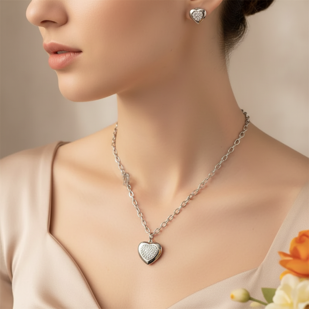 Queen Set Heart Silver – modelka