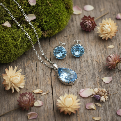 Queen Set Slza Blue – prírodné pozadie
