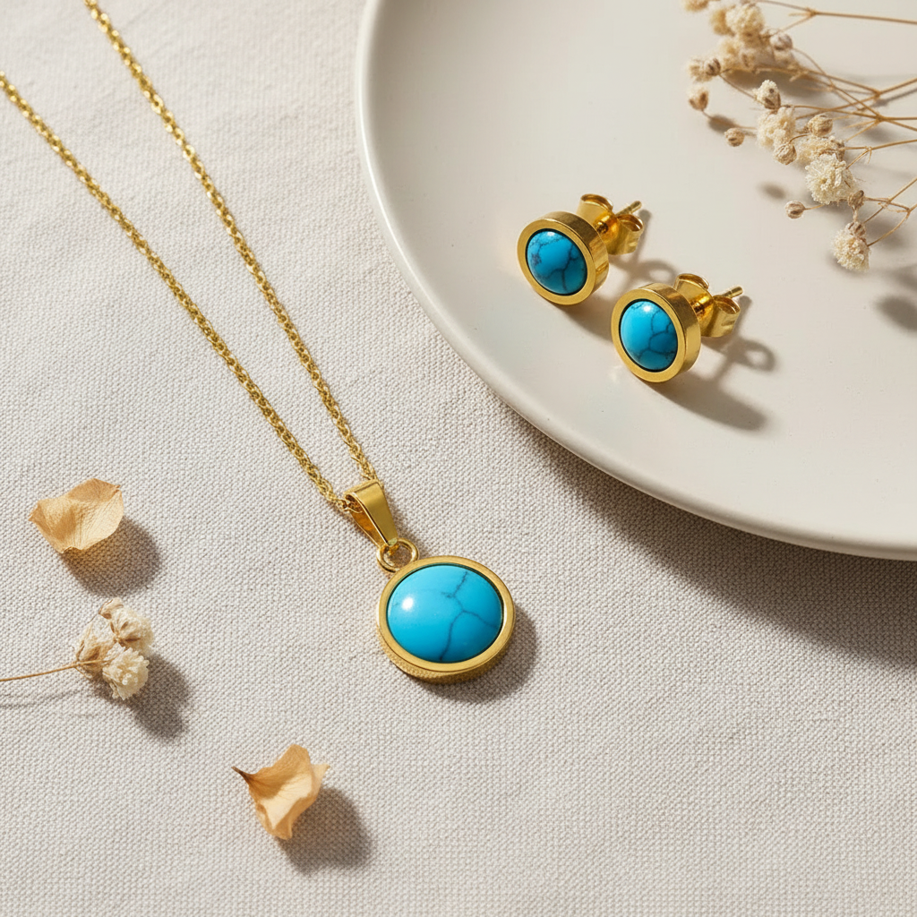 QUEEN Set Tyrkys – Harakka luxusný flat lay