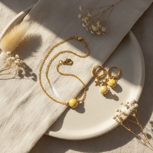 Set Jaspis Mookait — luxusný flat lay