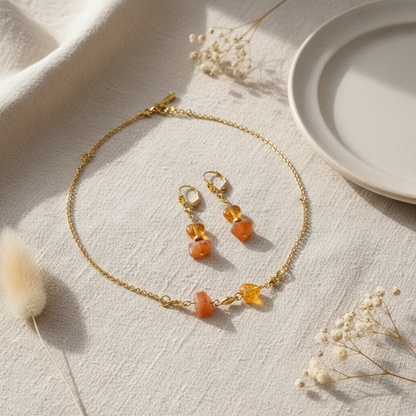 Set Karneol S180 — luxusný flat lay