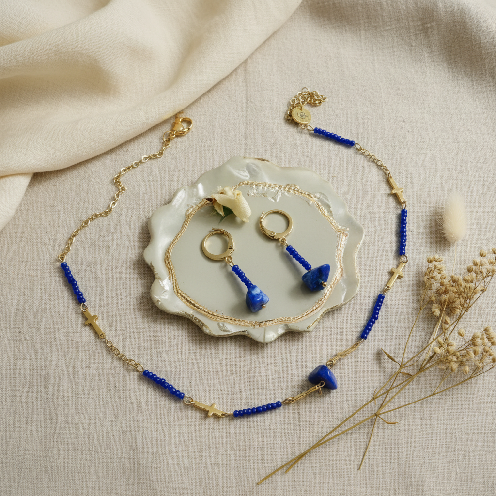 Set lapis lazuli S184 – luxusný flat lay Harakka