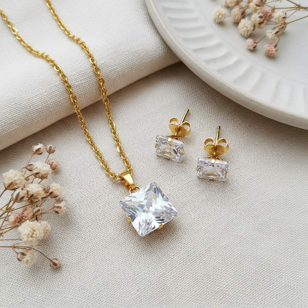 Set zlatá kocka – luxusný flat lay Harakka štýl