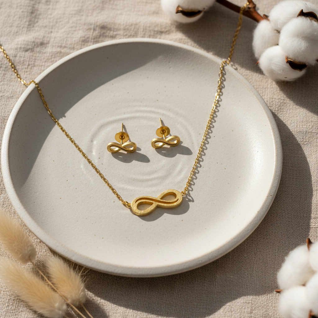Set zlaté nekonečno – luxusný flat lay