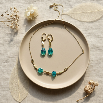 Set zo zeleného Achatu S172 – Harakka štýl